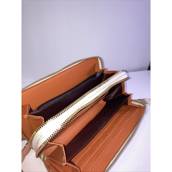 Plaid 2 Compartment Wristlet Beige Brown And Burgundy Plaid - Picture 3 of 5